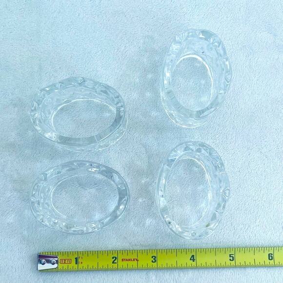 4 Vtg GORHAM Crystal "King Edward Crown" Napkin Rings Table Decor Diamond - Picture 7 of 7